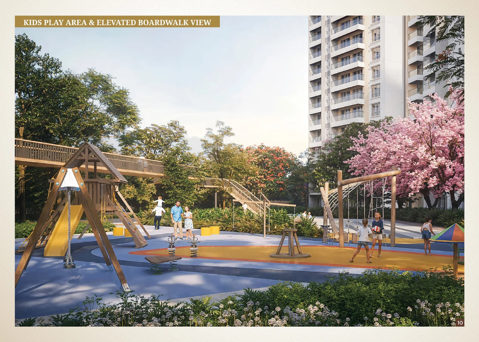 Kids' play area and elevated boardwalk at Eaton Park