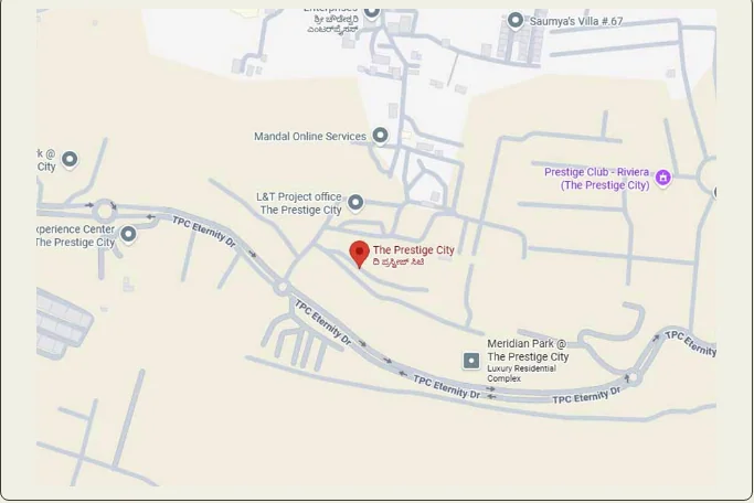 Neighbourhood map showing Eaton Park at The Prestige City, Sarjapur Road